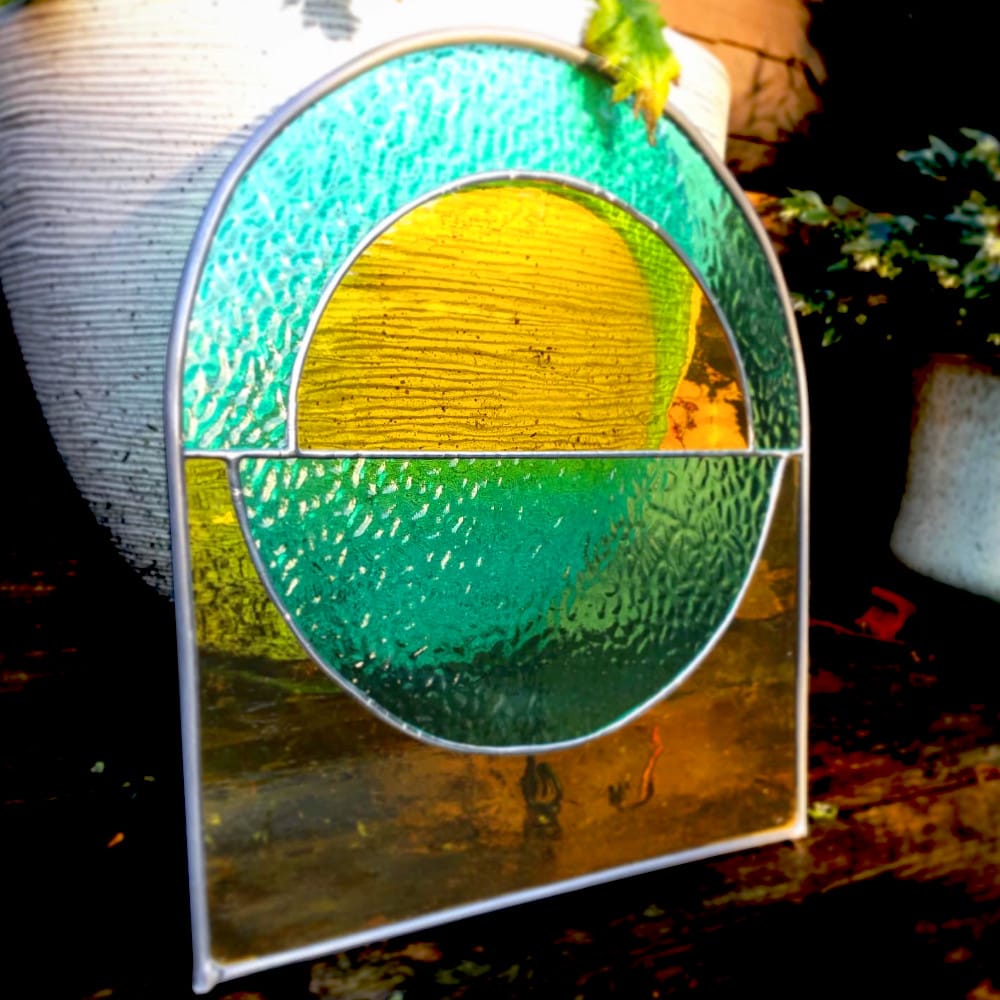stained glass half circle design