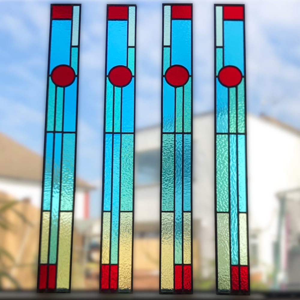 four strips of stained glass