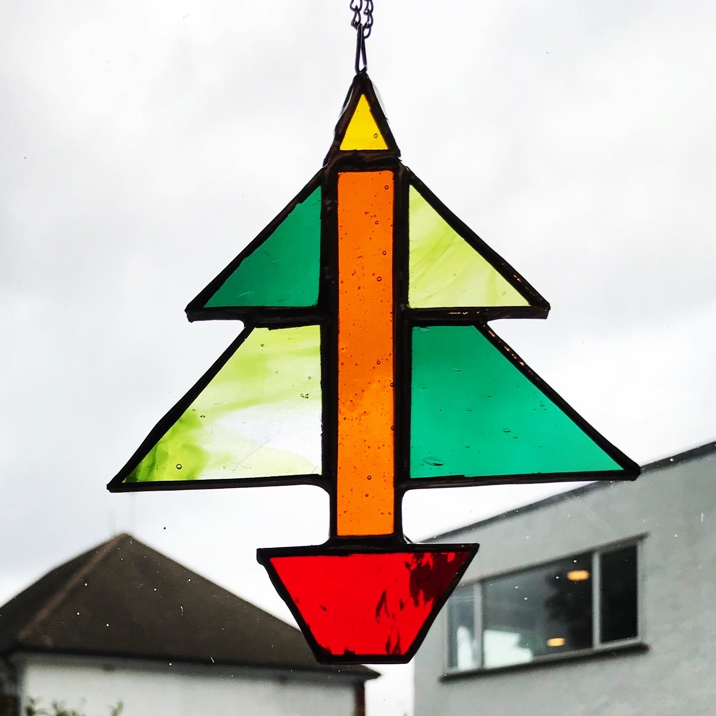 stained glass christmas tree decoration